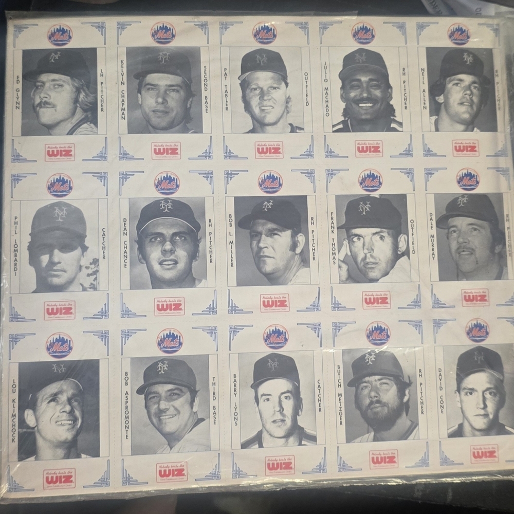 Sealed uncut sheets New York Mets Collectible Baseball Card Set- The Wiz& Maxell